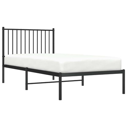 Metal Bed Frame without Mattress with Headboard Black 90x190cm