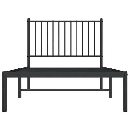 Metal Bed Frame without Mattress with Headboard Black 90x190cm
