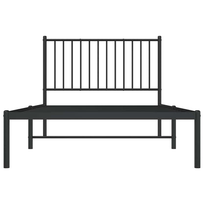 Metal Bed Frame without Mattress with Headboard Black 100x190cm
