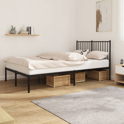 Metal Bed Frame without Mattress with Headboard Black 120x200cm