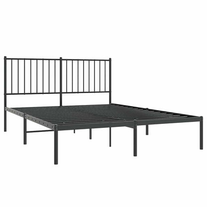Metal Bed Frame without Mattress with Headboard Black 135x190cm