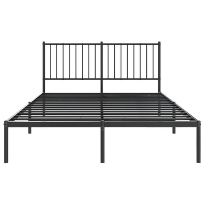 Metal Bed Frame without Mattress with Headboard Black 140x190cm