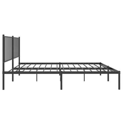 Metal Bed Frame without Mattress with Headboard Black 140x190cm