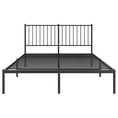 Metal Bed Frame without Mattress with Headboard Black 140x200cm