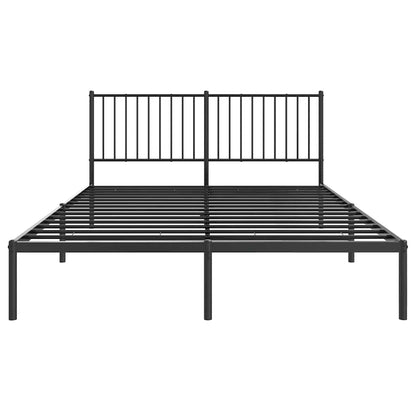 Metal Bed Frame without Mattress with Headboard Black 150x200cm
