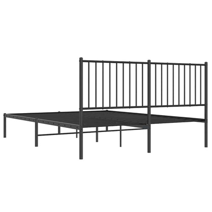 Metal Bed Frame without Mattress with Headboard Black 150x200cm