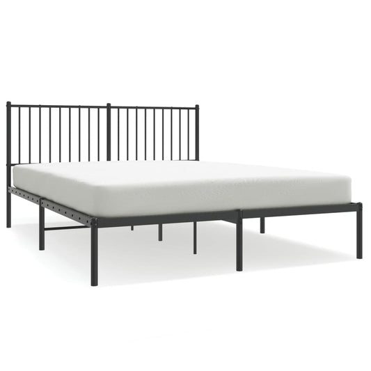 Metal Bed Frame without Mattress with Headboard Black 160x200cm