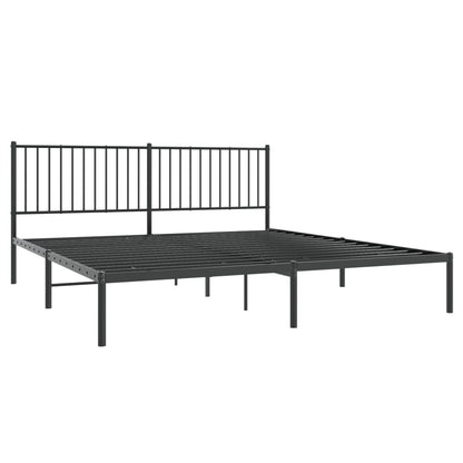 Metal Bed Frame without Mattress with Headboard Black 180x200cm