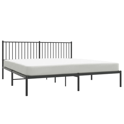 Metal Bed Frame without Mattress with Headboard Black 180x200cm