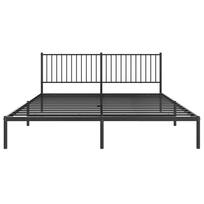 Metal Bed Frame without Mattress with Headboard Black 180x200cm
