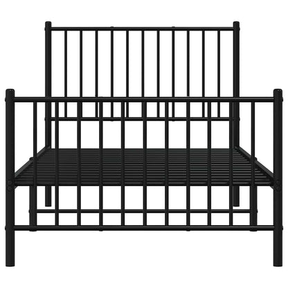 Metal Bed Frame without Mattress with Footboard Black 90x190cm