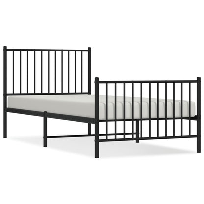 Metal Bed Frame without Mattress with Footboard Black 90x200cm