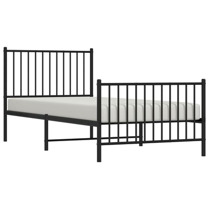 Metal Bed Frame without Mattress with Footboard Black 90x200cm