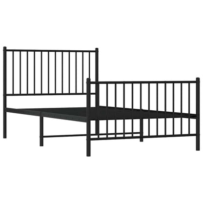 Metal Bed Frame without Mattress with Footboard Black 100x190cm