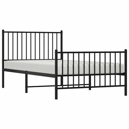 Metal Bed Frame without Mattress with Footboard Black 100x190cm