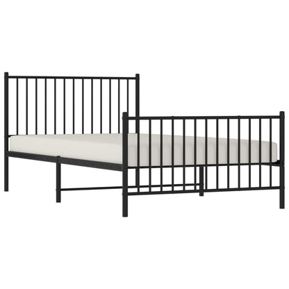 Metal Bed Frame without Mattress with Footboard Black 107x203cm