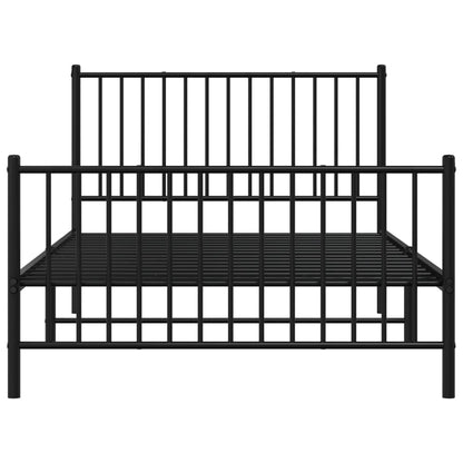 Metal Bed Frame without Mattress with Footboard Black 107x203cm