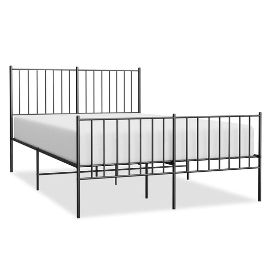 Metal Bed Frame without Mattress with Footboard Black 120x190cm
