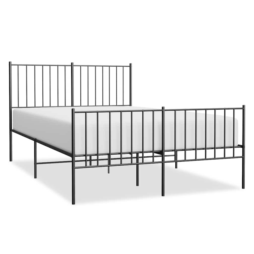 Metal Bed Frame without Mattress with Footboard Black 120x200cm