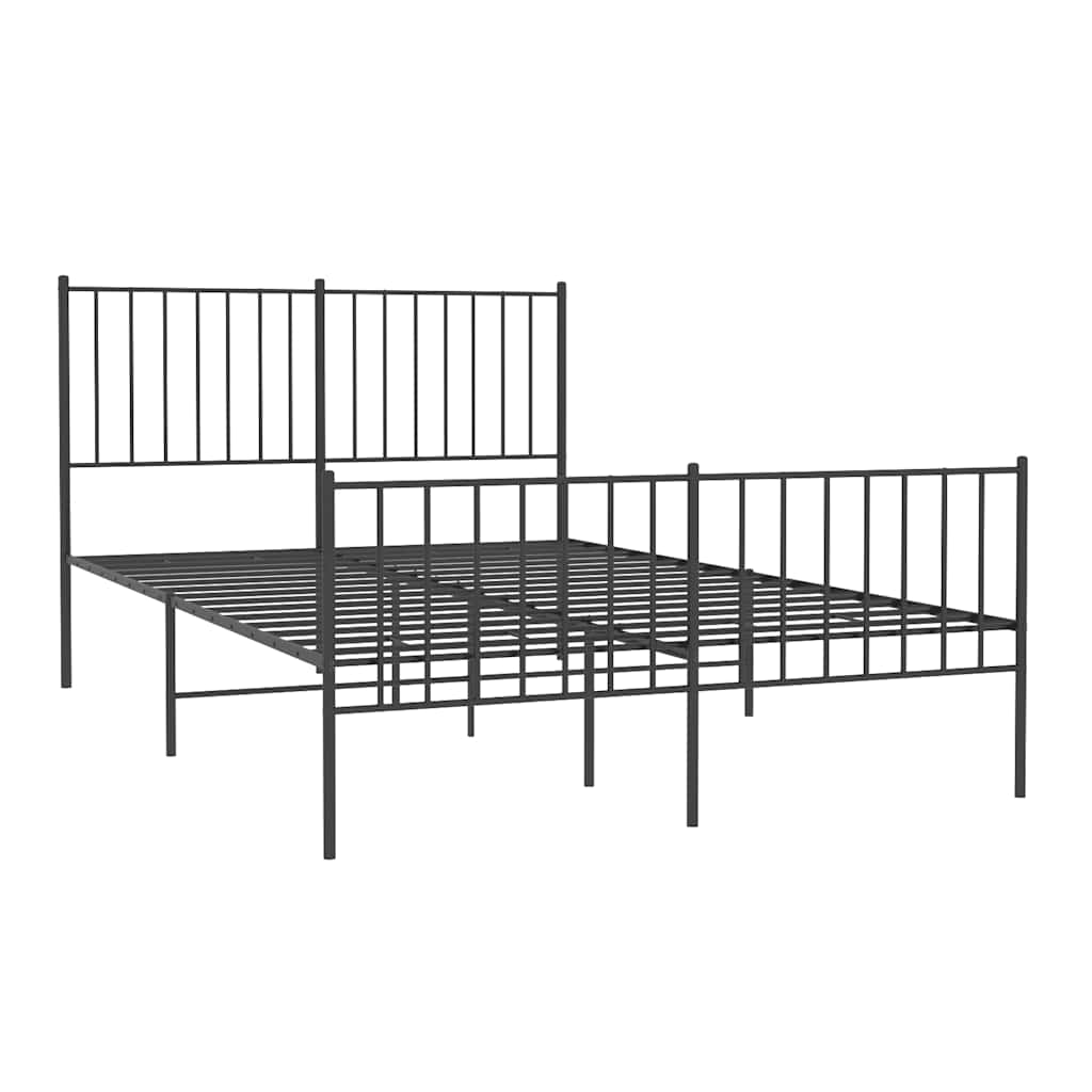 Metal Bed Frame without Mattress with Footboard Black 120x200cm