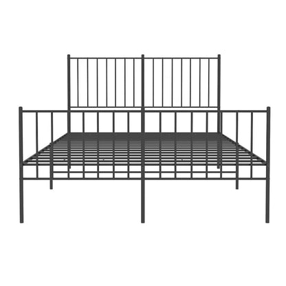 Metal Bed Frame without Mattress with Footboard Black 120x200cm