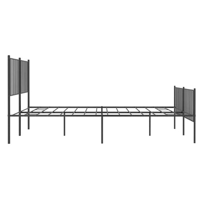 Metal Bed Frame without Mattress with Footboard Black 120x200cm