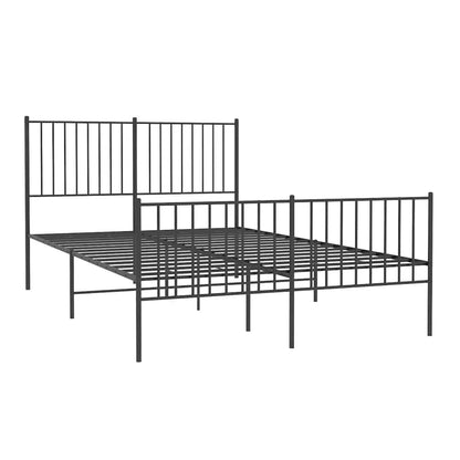 Metal Bed Frame without Mattress with Footboard Black 135x190cm