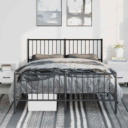 Metal Bed Frame without Mattress with Footboard Black 135x190cm