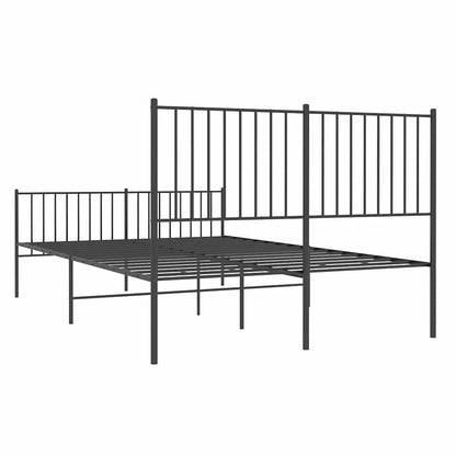 Metal Bed Frame without Mattress with Footboard Black 135x190cm