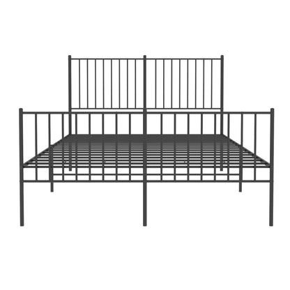 Metal Bed Frame without Mattress with Footboard Black 140x190cm