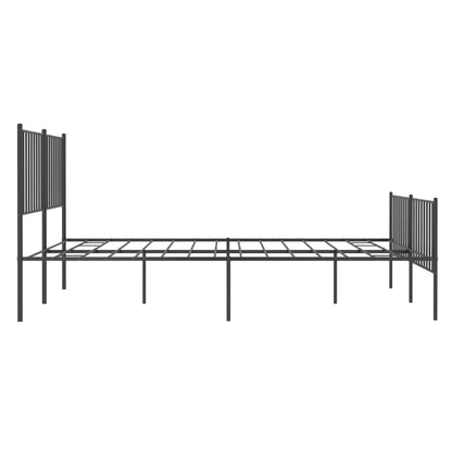 Metal Bed Frame without Mattress with Footboard Black 140x190cm
