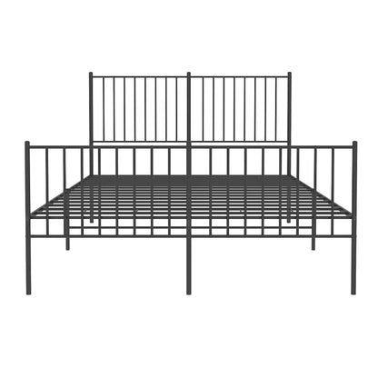 Metal Bed Frame without Mattress with Footboard Black 140x200cm