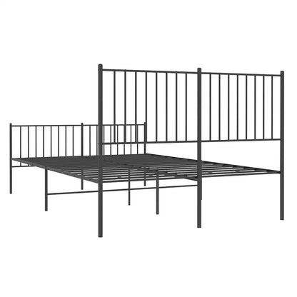 Metal Bed Frame without Mattress with Footboard Black 140x200cm