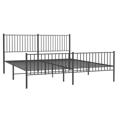 Metal Bed Frame without Mattress with Footboard Black 193x203cm