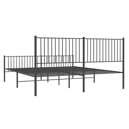 Metal Bed Frame without Mattress with Footboard Black 193x203cm