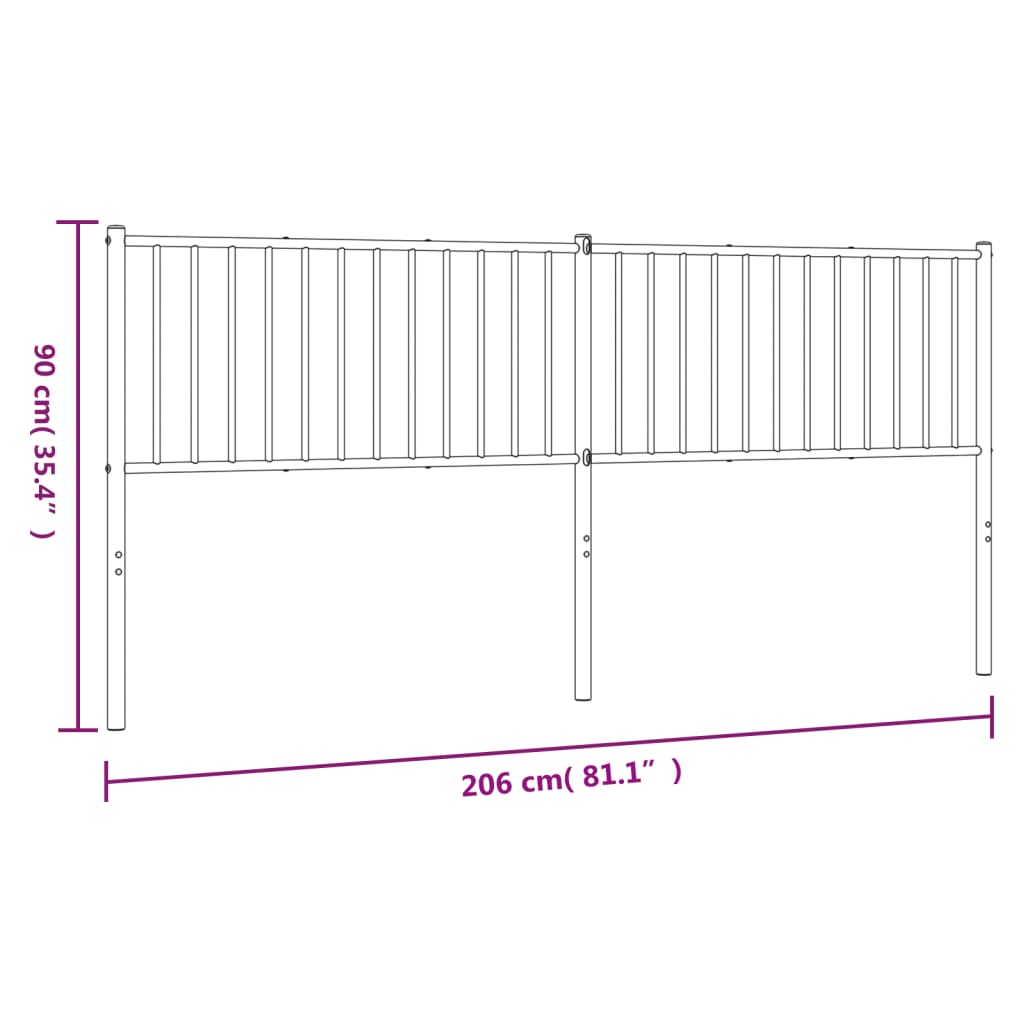 Metal Replace Headboard Black 200 cm