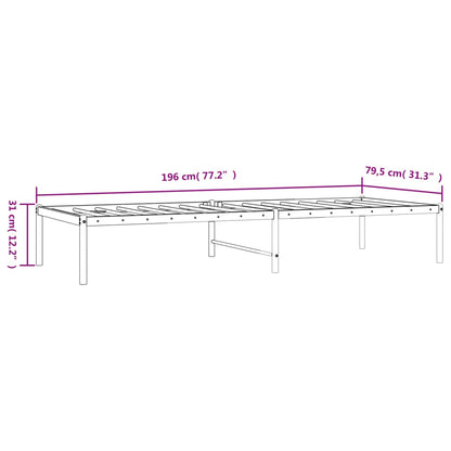 Metal Bed Frame without Mattress White 75x190cm