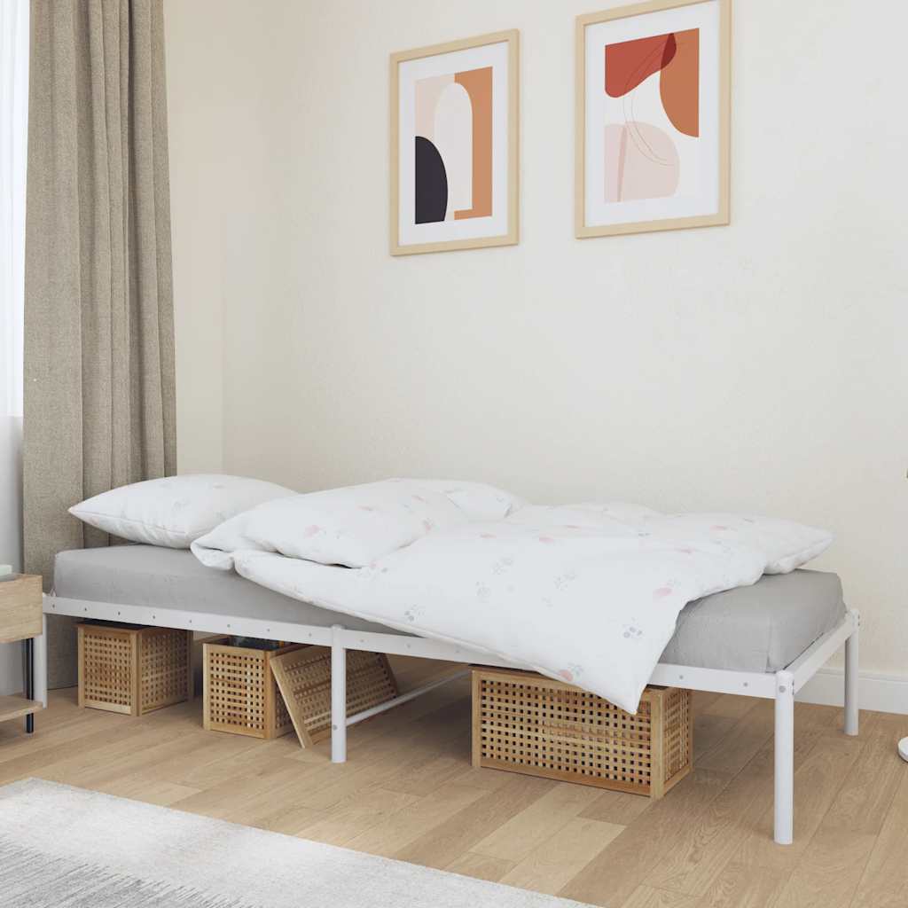 Metal Bed Frame without Mattress White 80x200cm