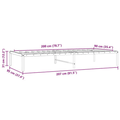 Metal Bed Frame without Mattress White 90x200cm