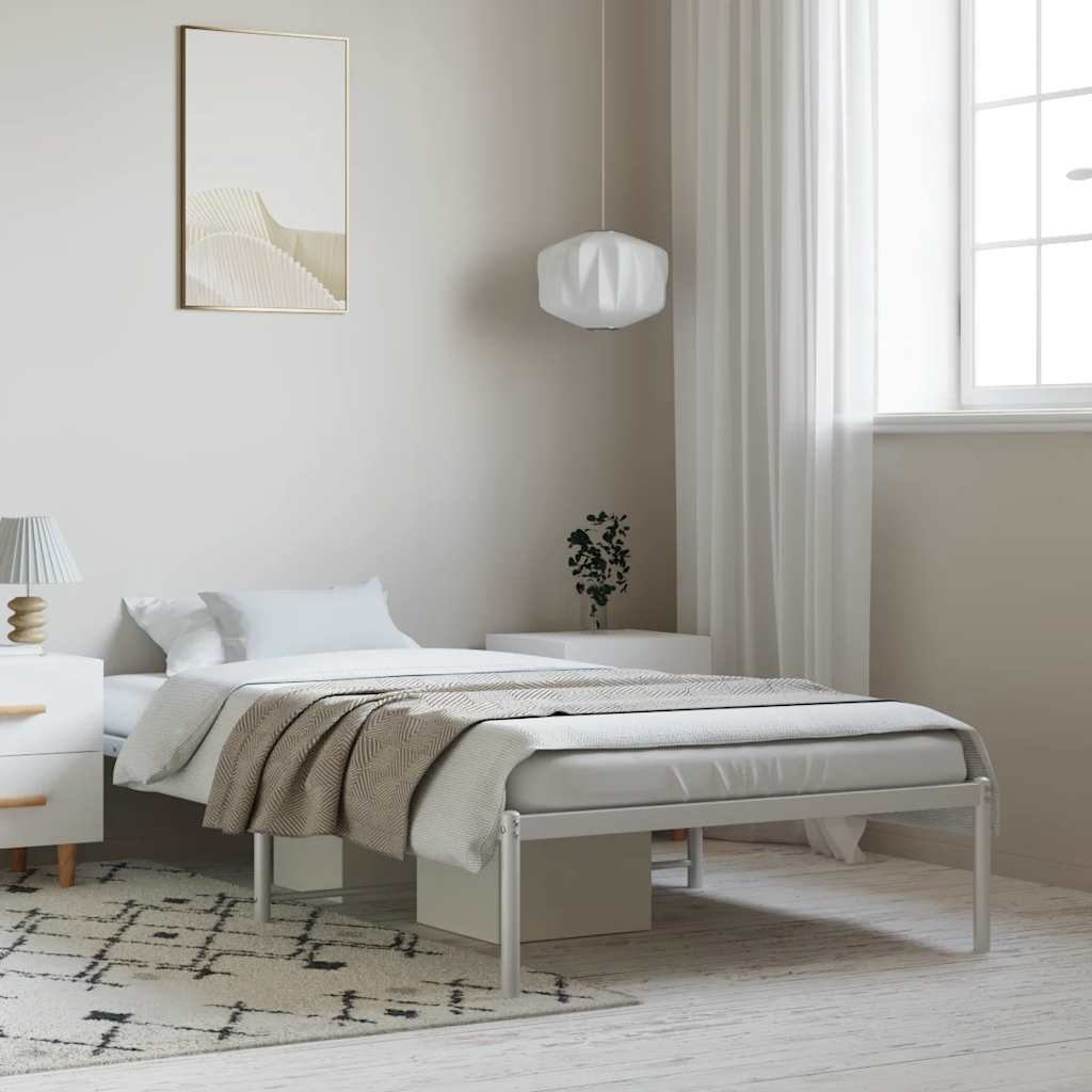 Metal Bed Frame without Mattress White 100x190cm