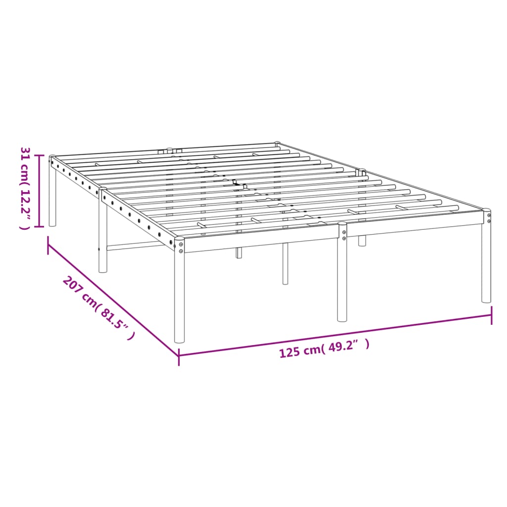 Metal Bed Frame without Mattress White 120x200cm