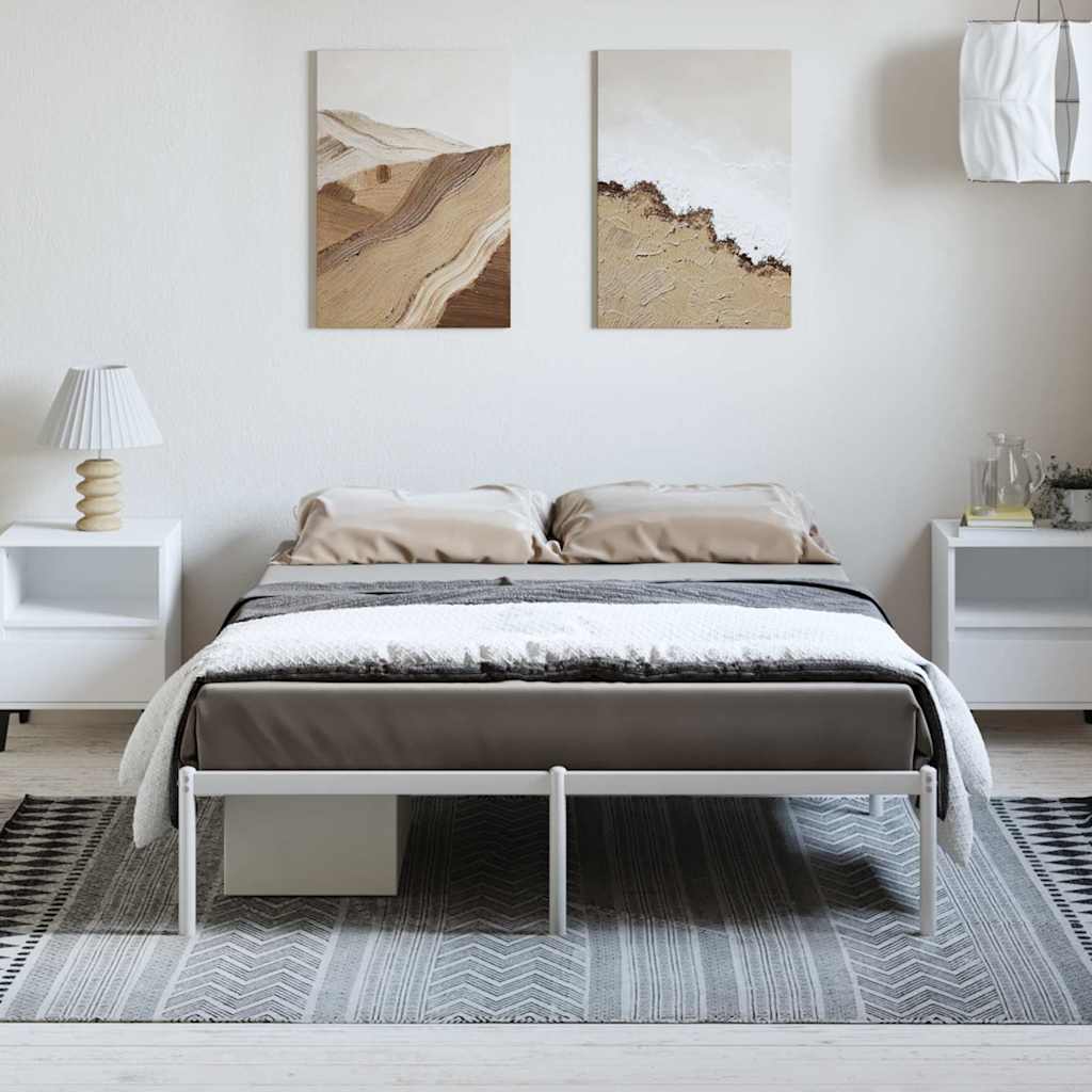 Metal Bed Frame without Mattress White 135x190cm