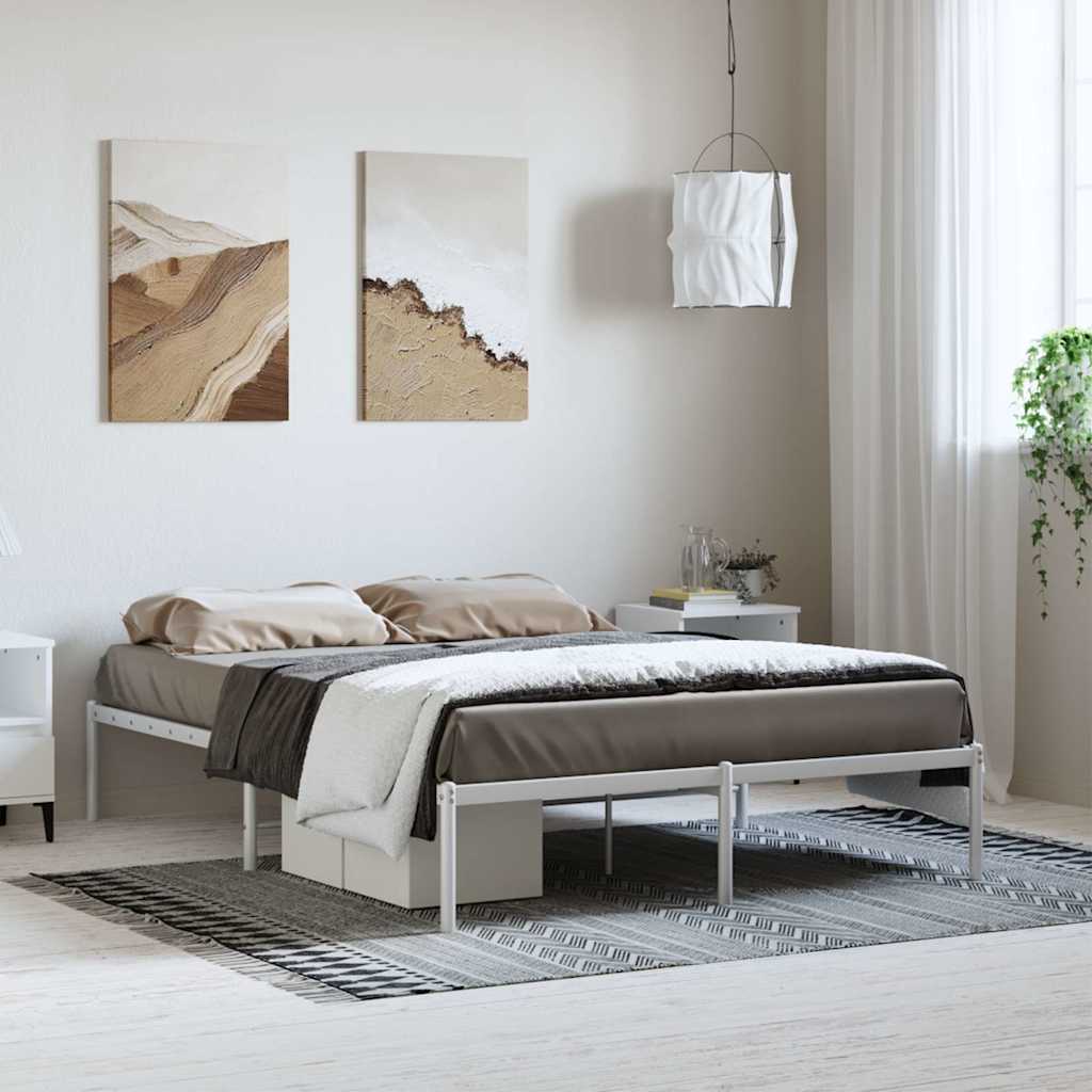 Metal Bed Frame without Mattress White 135x190cm