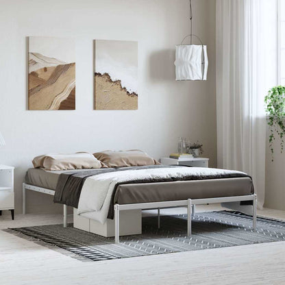 Metal Bed Frame without Mattress White 135x190cm