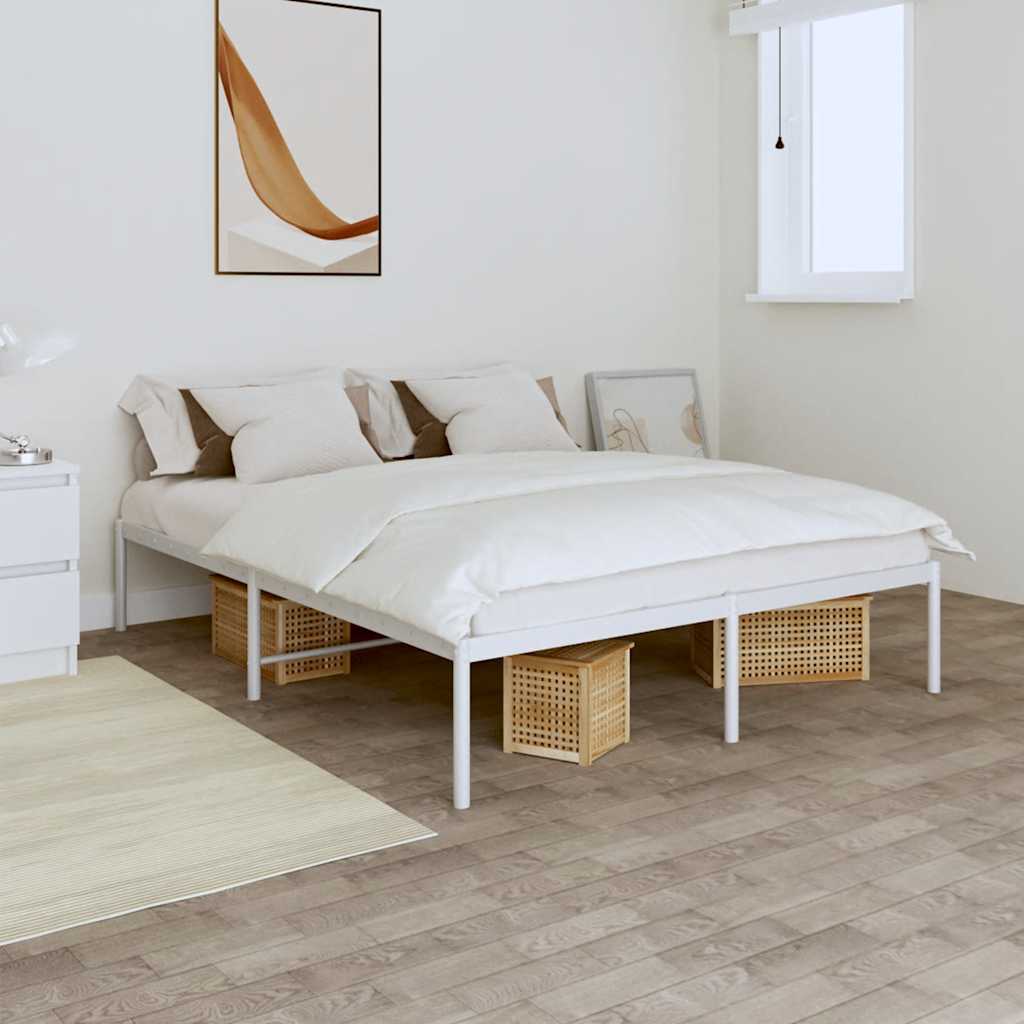 Metal Bed Frame without Mattress White 140x200cm