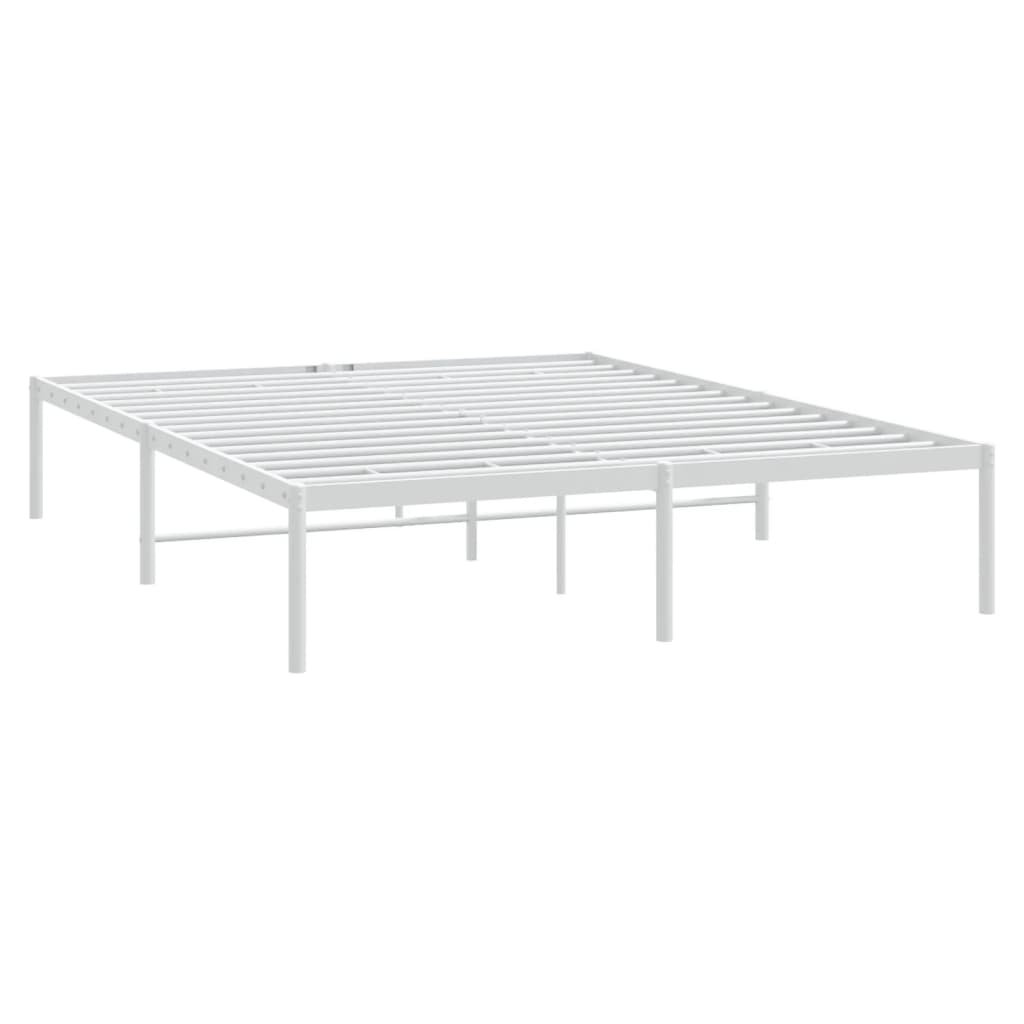Metal Bed Frame without Mattress White 160x200cm