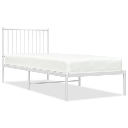 Metal Bed Frame without Mattress with Headboard White 80x200cm