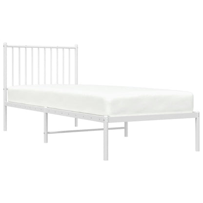 Metal Bed Frame without Mattress with Headboard White 80x200cm