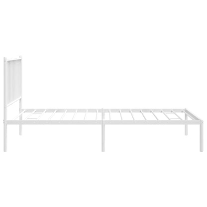 Metal Bed Frame without Mattress with Headboard White 90x190cm
