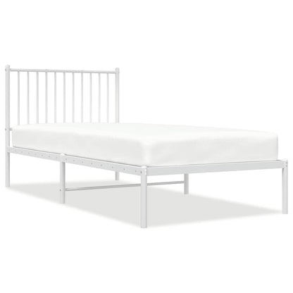 Metal Bed Frame without Mattress with Headboard White 90x200cm